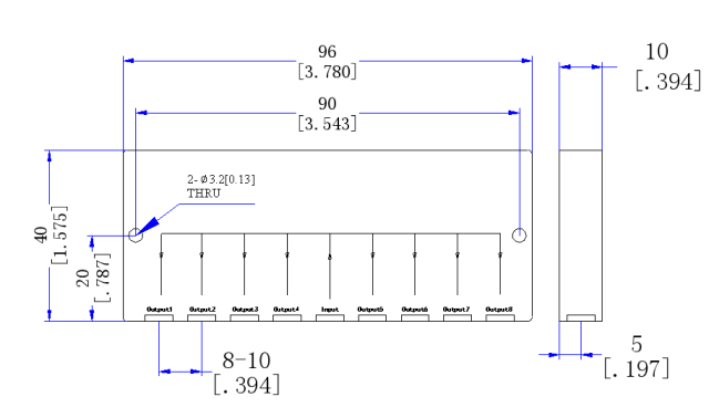 9100～10100 MHz SMP Male 8 Way Power Divider 50 Ohm Wide-Band Signal Splitter