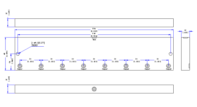 8500～9500 MHz SMP Male 8 Way Power Divider 50 Ohm Wide-Band Signal Splitter