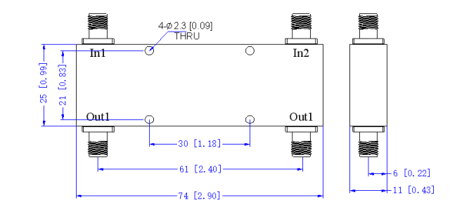 1000～7000 MHz SMA Female  Power Divider 50 Ohm Wide-Band Signal Splitter