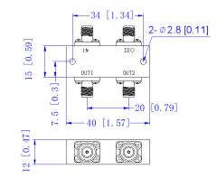 5000～6000 MHz SMA Female  Power Divider 50 Ohm Wide-Band Signal Splitter