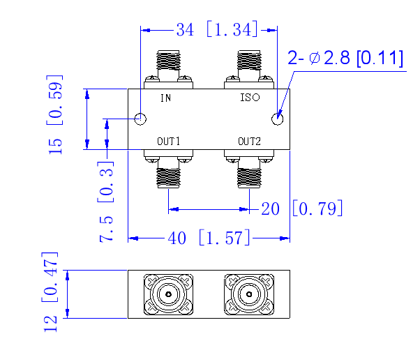 5000～6000 MHz SMA Female  Power Divider 50 Ohm Wide-Band Signal Splitter