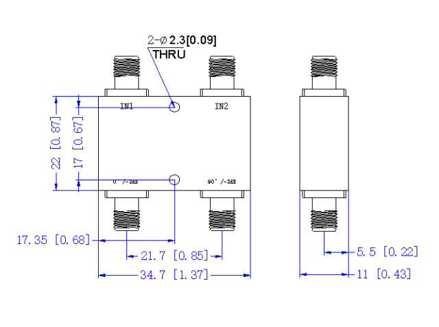 8000～12000 MHz SMA Female  Power Divider 50 Ohm Wide-Band Signal Splitter