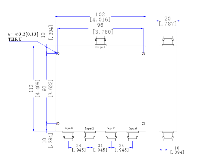 470～990 MHz BNC Female  Power Divider 50 Ohm Wide-Band Signal Splitter