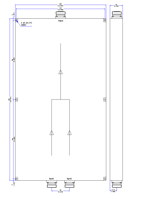 27.12 MHz DIN Female 2 Way Power Divider 50 Ohm Wide-Band Signal Splitter