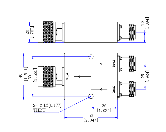 5700～6100 MHz 2 Way Power Divider 50 Ohm Wide-Band Signal Splitter