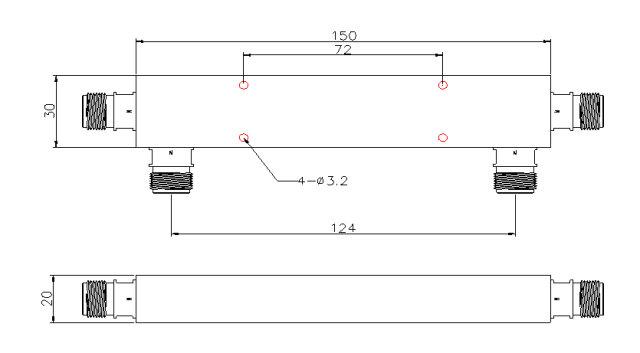 400～6000 MHz N-Female Power Divider 50 Ohm Wide-Band Signal Splitter