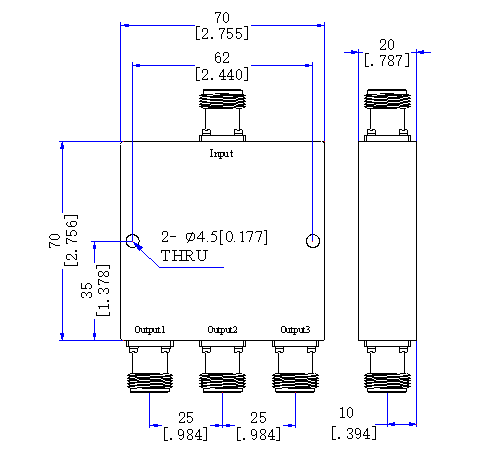 1000～2500 MHz N Female  Power Divider 50 Ohm Wide-Band Signal Splitter
