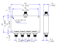 5800～6500 MHz SMA Female 4 Way Power Divider 50 Ohm Wide-Band Signal Splitter