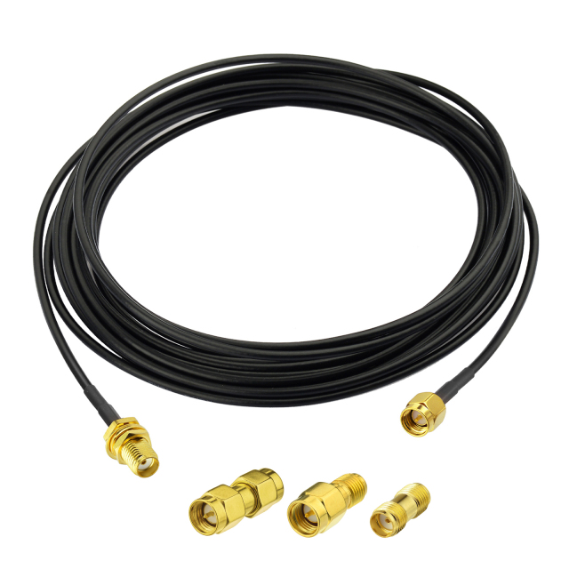 SMA BulkHead Male to Female Connector Low Loss ALSR100 500cm with 3pcs SMA Adapters