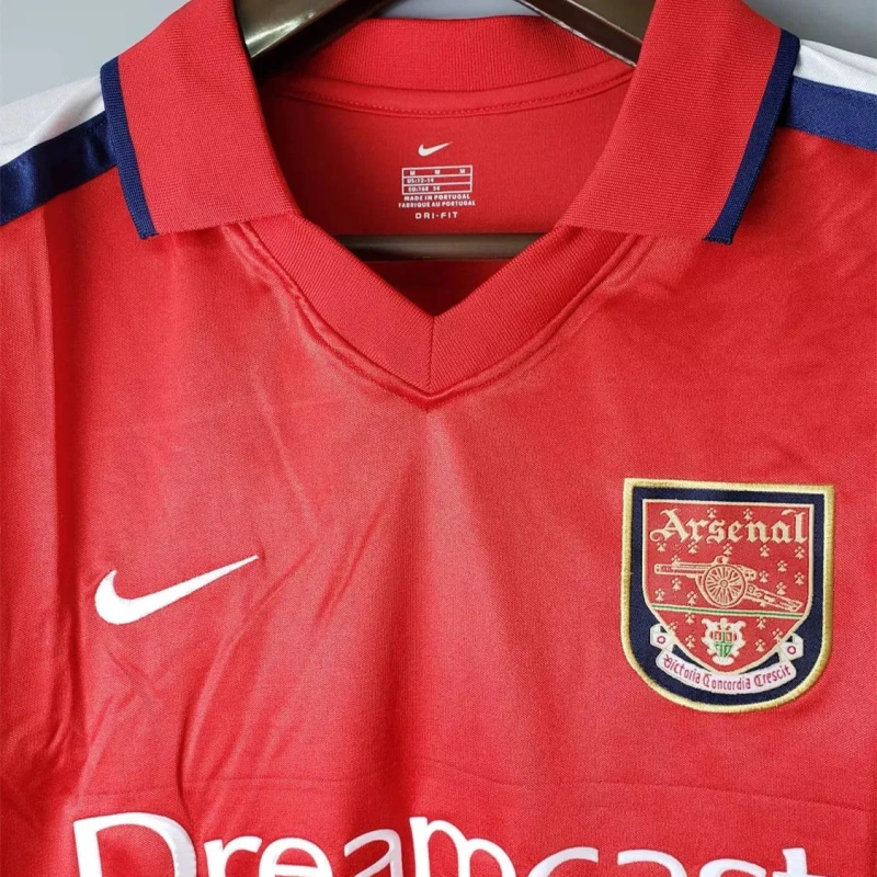 Camisa Arsenal I 2000/02 Retrô Manga Longa