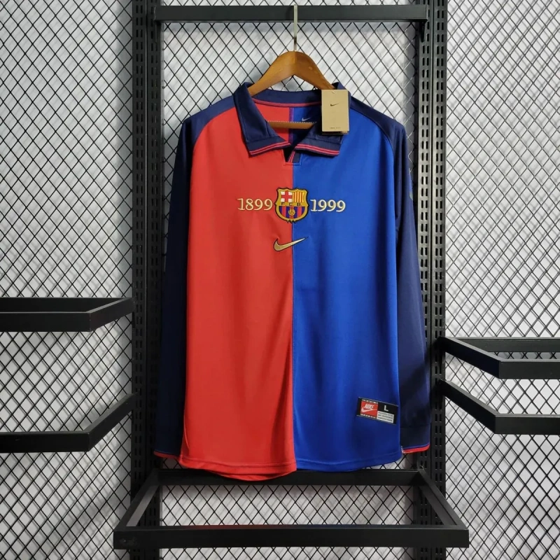Camisa Barcelona I 1999/00 Retrô Manga Longa