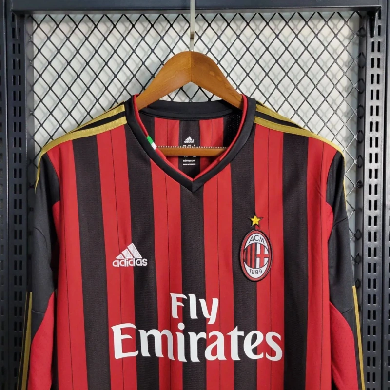Camisa AC Milan I 2013/14 Retrô Manga Longa