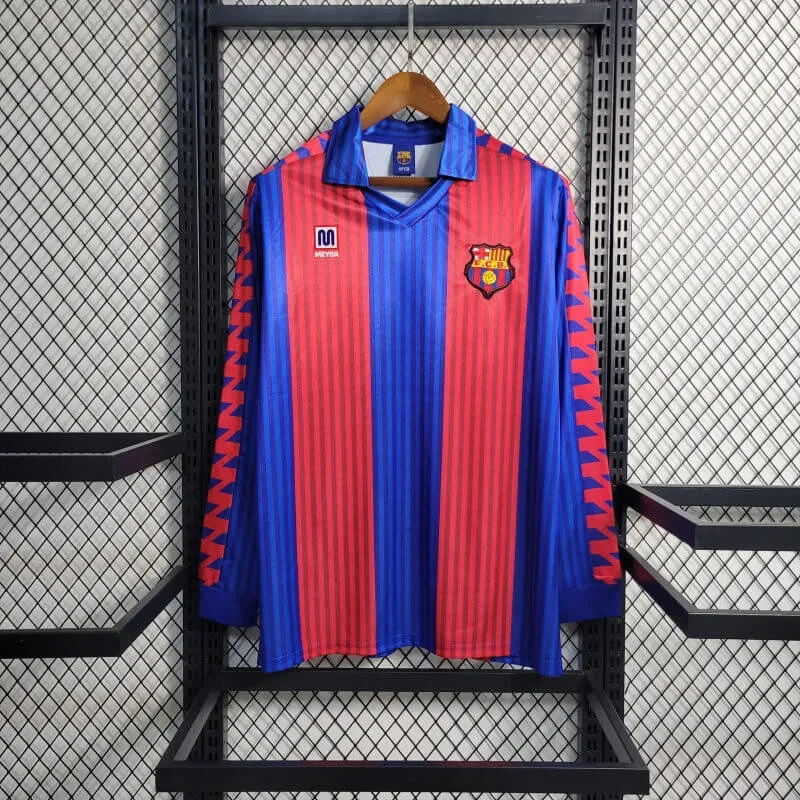 Camisa Barcelona I 1991/92 Retrô Manga Longa