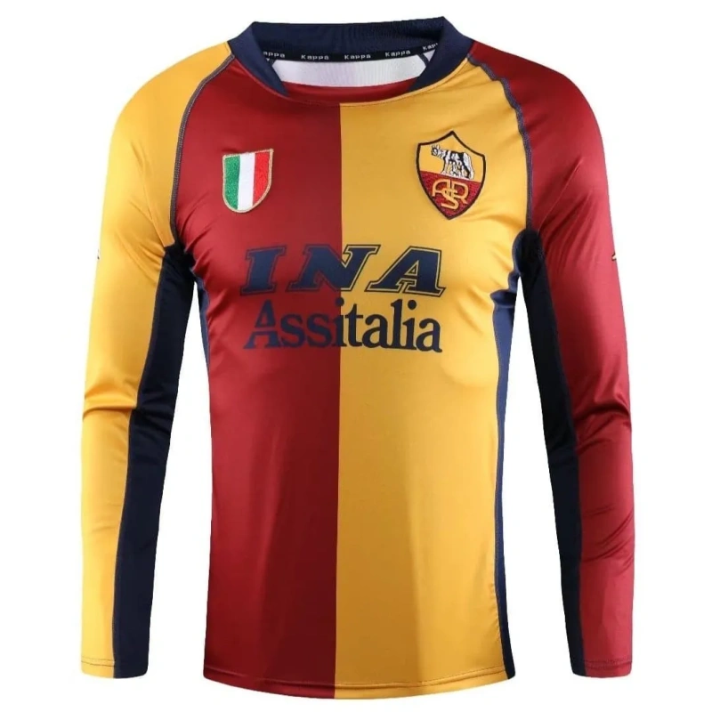 Camisa Roma 2001/02 Retrô Manga Longa
