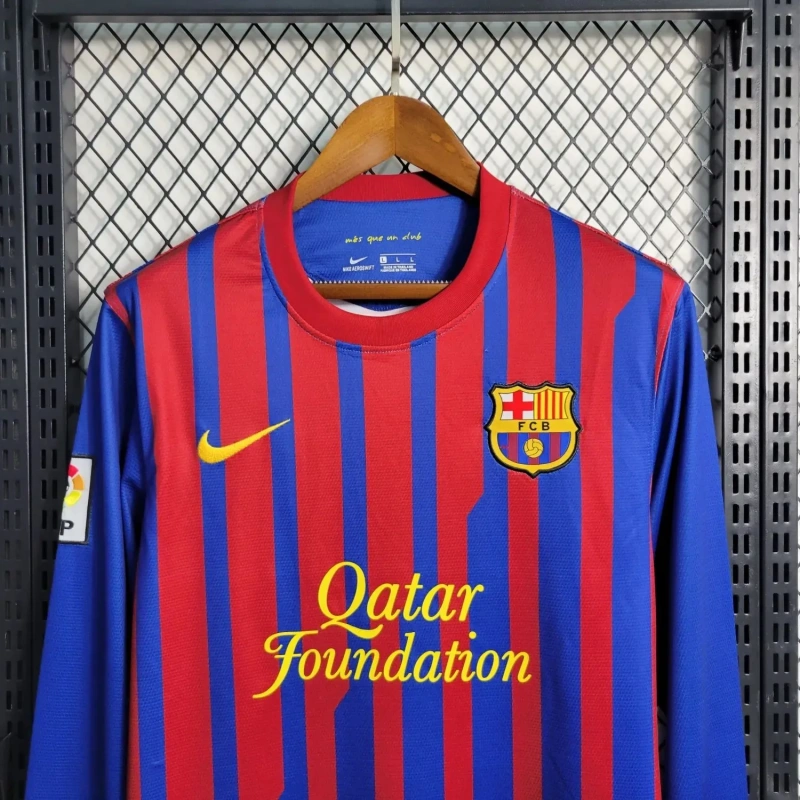 Camisa Barcelona I 2011/12 Retrô Manga Longa