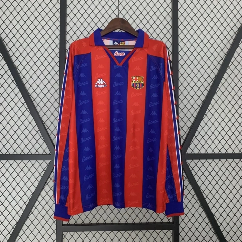 Camisa Barcelona I 1995/97 Retrô Manga Longa
