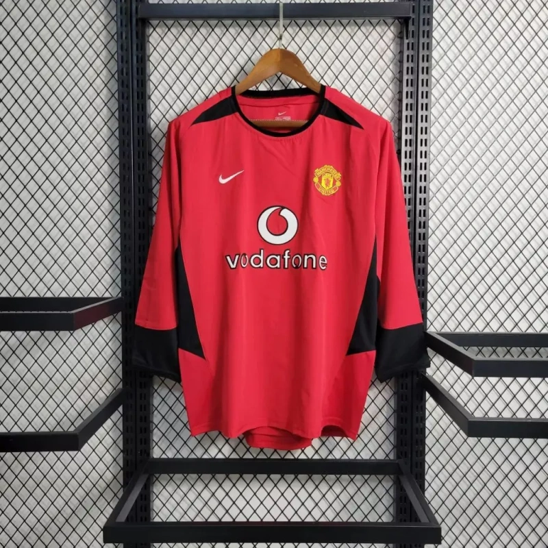 Camisa Manchester United I 2002/03 Retrô Manga Longa