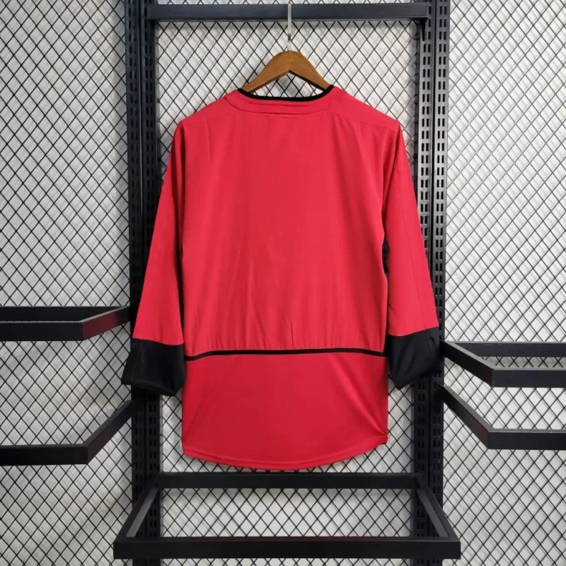 Camisa Manchester United I 2002/03 Retrô Manga Longa