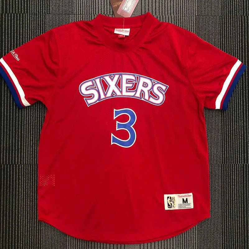 Allen Iverson Mens Red Player Jersey Throwback Edition