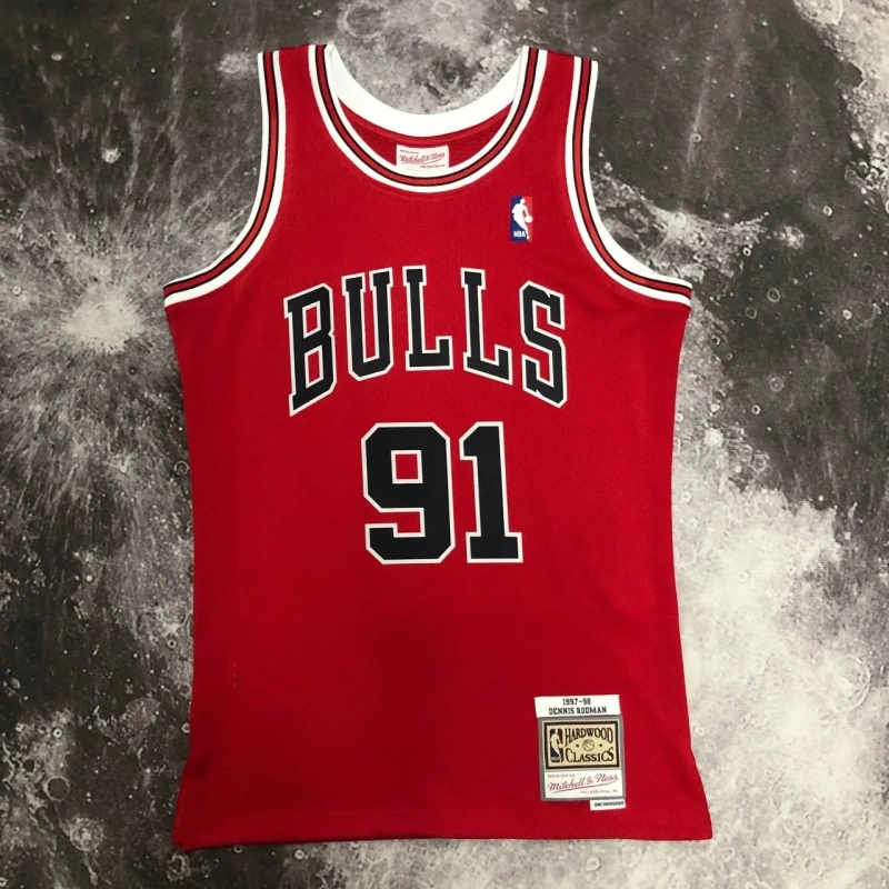 Mens M&N 1998 Dennis Rodman Red Retro Jersey