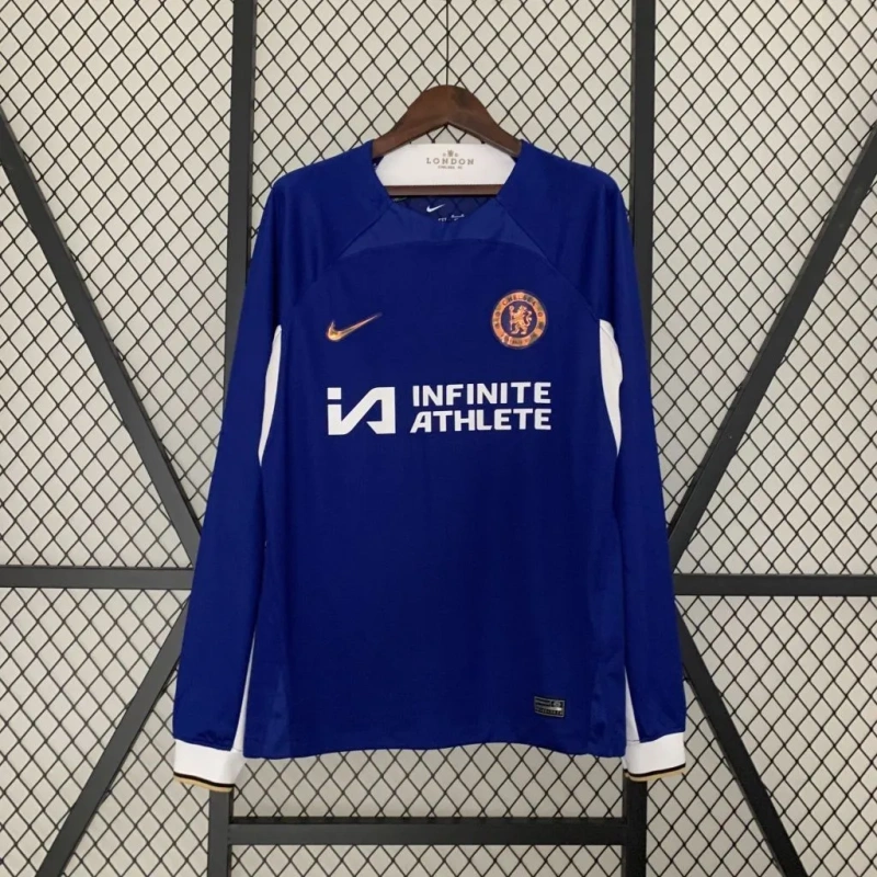 Camisa Chelsea I 2023/24 Versão Tailandesa Manga Longa
