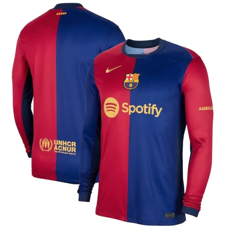 Camisa Barcelona I 2024/25 Versão Tailandesa Manga Longa