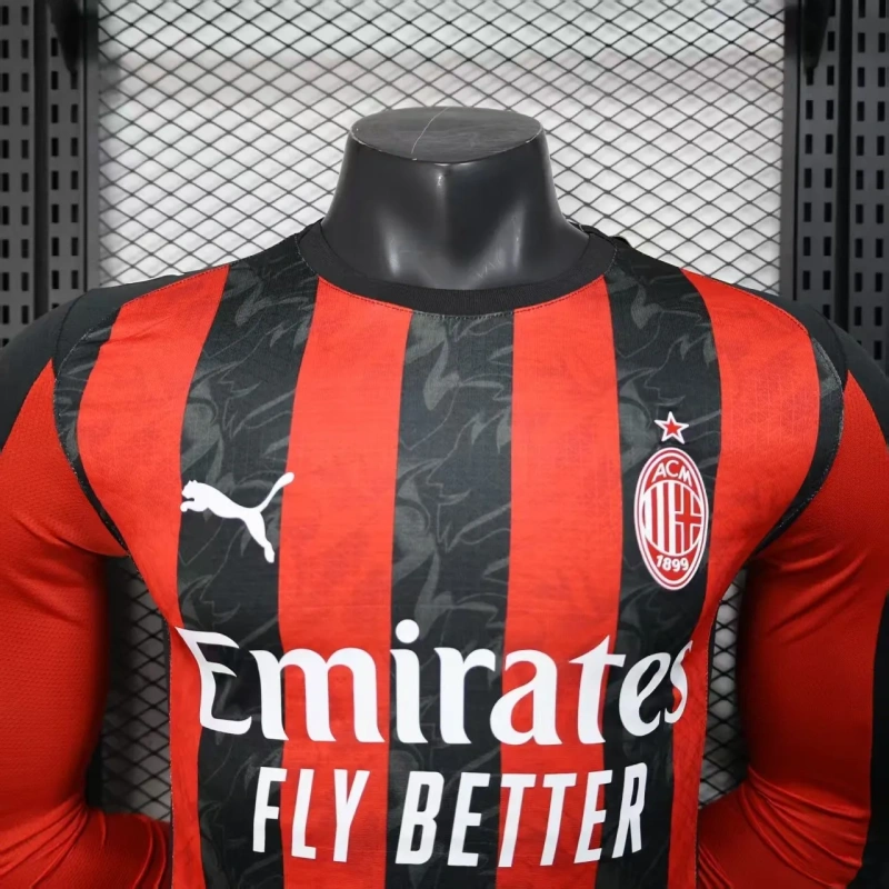 Camisa AC Milan I 2025/26 Autêntica Versão Jogador Manga Longa