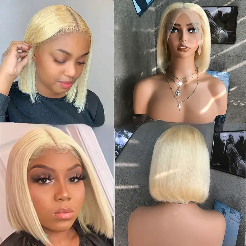 Wear and go Glueless 13x4 BOB straight human hair front lace wigs