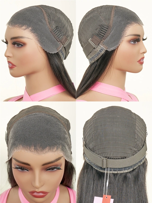Glueless 13*6 HD Transparent Lace Front straight human hair wigs  with Breathable Cap