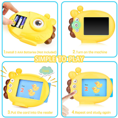 Giraffe Flashcard Machine with 60pcs Double-side Word Cards Early Educational Words Learning Machine with Sound Effects Words Card Reader Preschool Toy for Toddlers Aged 3+