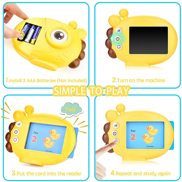 Giraffe Flashcard Machine with 60pcs Double-side Word Cards Early Educational Words Learning Machine with Sound Effects Words Card Reader Preschool Toy for Toddlers Aged 3+