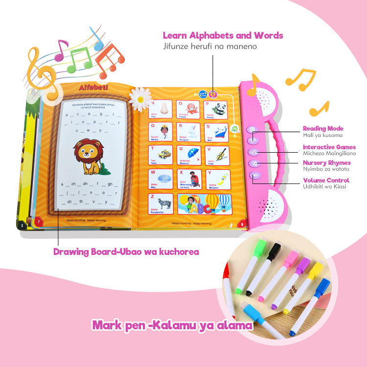 Interactive Bilingual Talking English Swahili Language Learning Books For Kids