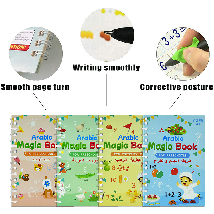 Children Arabic Handwriting Groove Practice Magic Copybook For Kids With Reusable Function