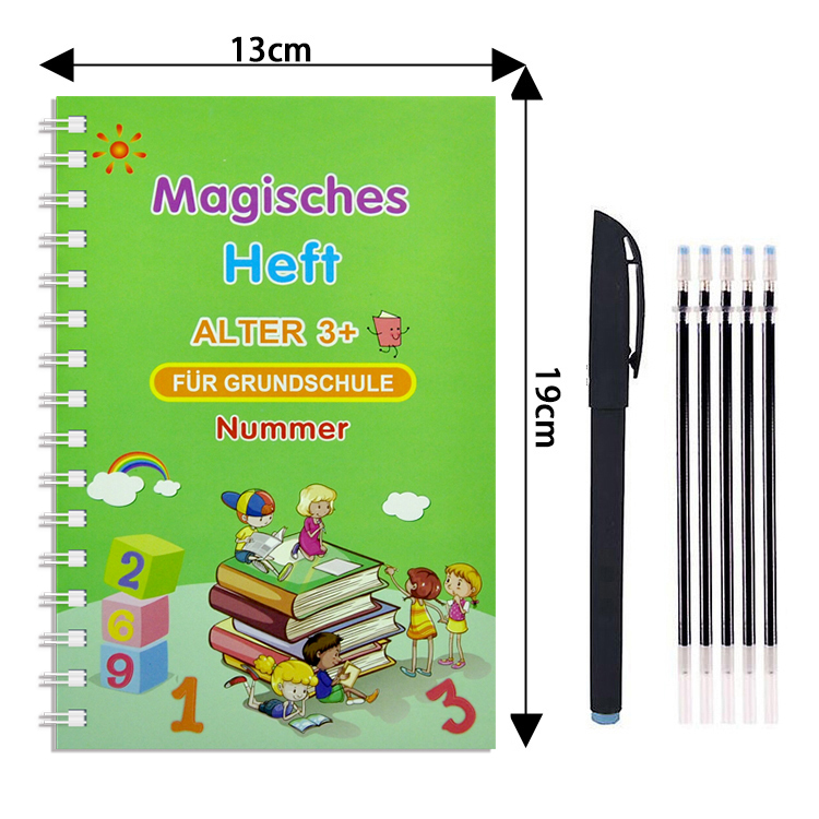 Children Magic Ink Reusable 3D Groove Deutsch German Copybook Calligraphy Book For Beginners