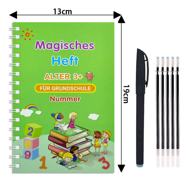 Children Magic Ink Reusable 3D Groove Deutsch German Copybook Calligraphy Book For Beginners