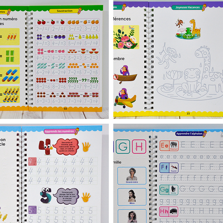 Custom Service French Child Book Kids Notebooks Copybook Calligraphy Practice Educational Books Math Books