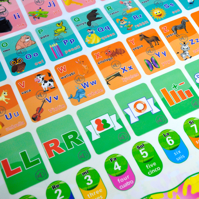 Spanish English School Teacher Poster Electrical Interactive Alphabet Talking 3D Wall Chart For Children Education