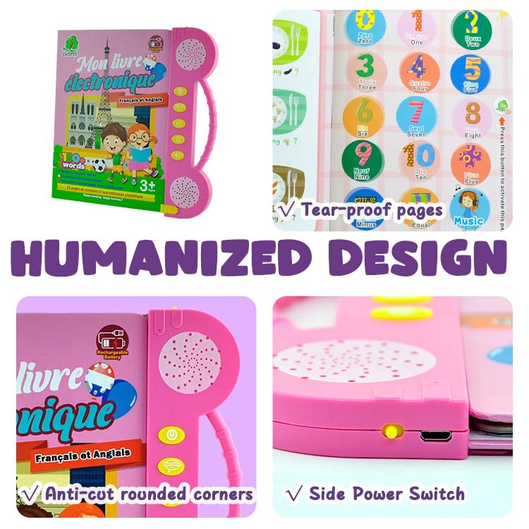 Kids French And English Rechargeable Sound Reading Intelligence E Book Learning Machine My Electronic Book For Children