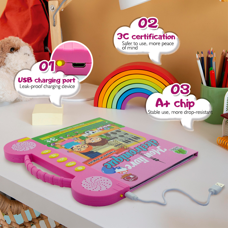 Kids French And English Rechargeable Sound Reading Intelligence E Book Learning Machine My Electronic Book For Children