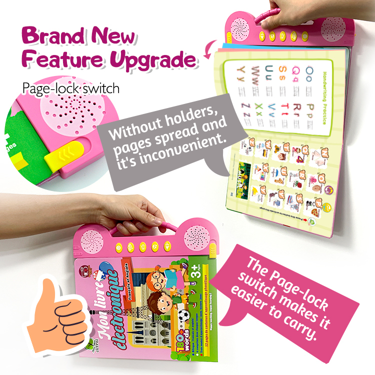 Kids French And English Rechargeable Sound Reading Intelligence E Book Learning Machine My Electronic Book For Children