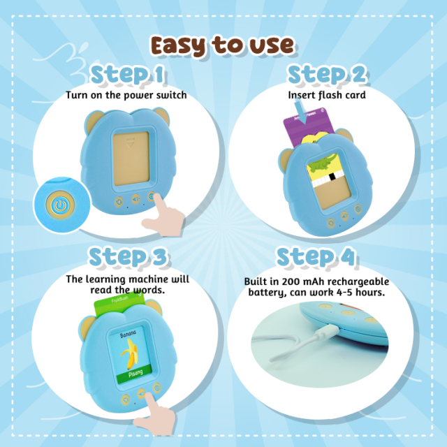 Pocket Bear shaped 224 Sight Words Vocabulary Autism Sensory Speech Therapy English Speaking Flash Card For Kids