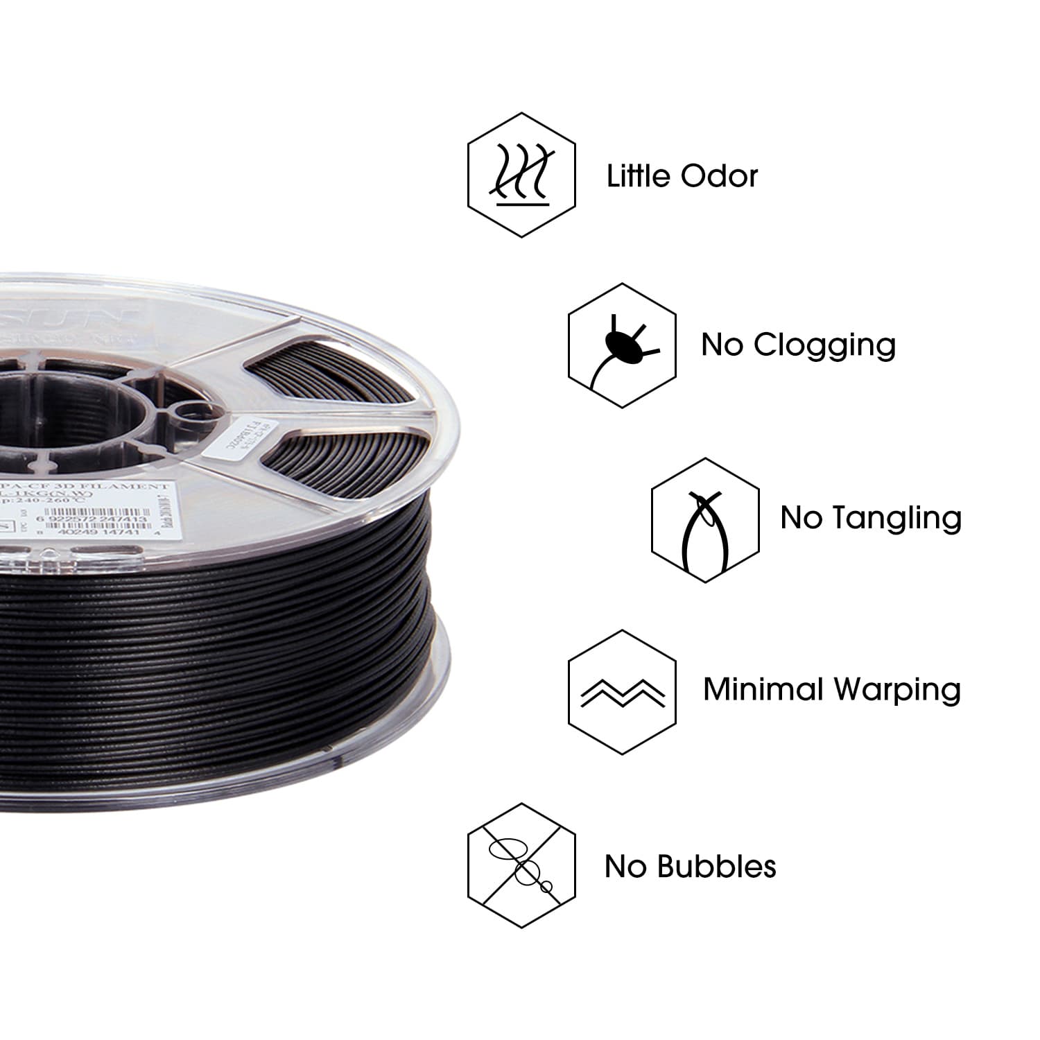 eSUN Carbon Fiber Filled Nylon Filament ePACF 1.75mm 3D Printer