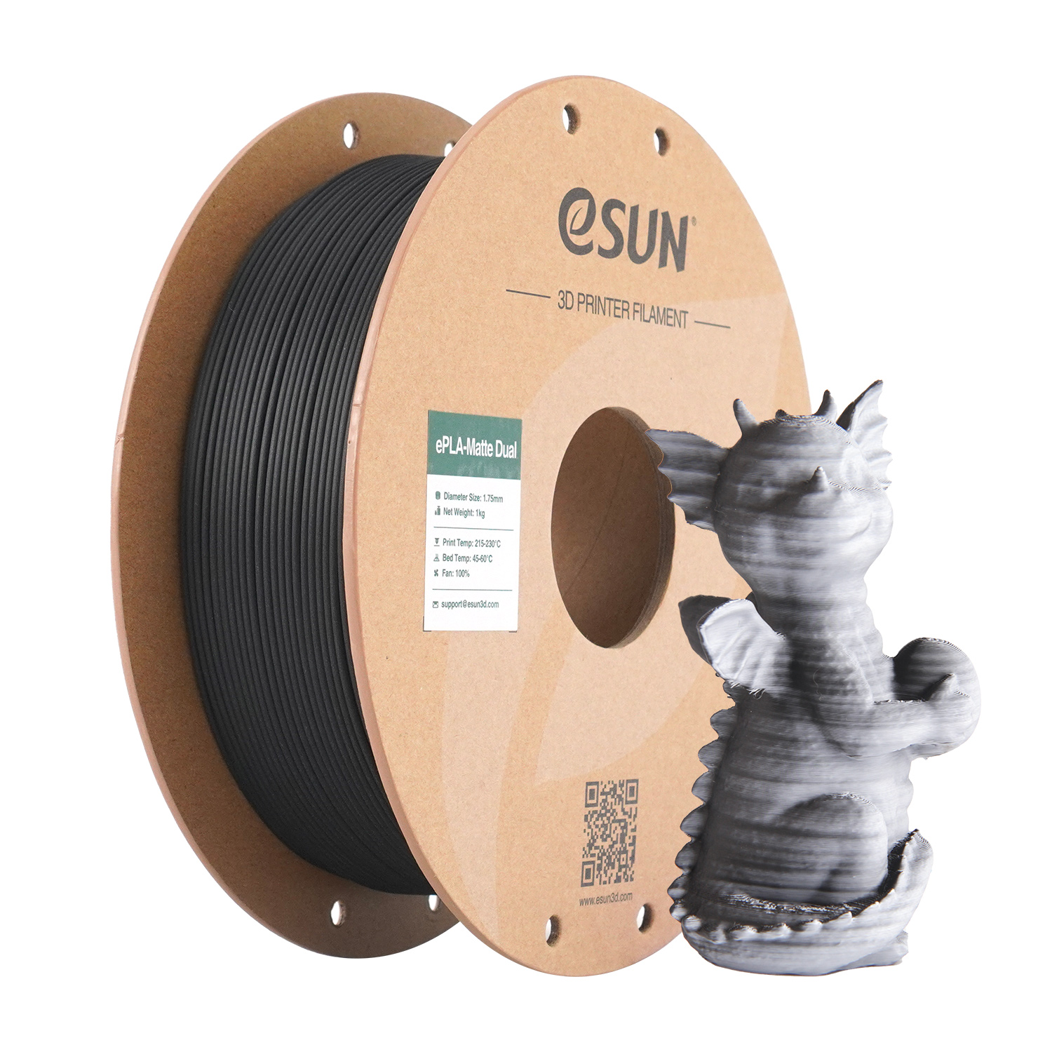 eSUN - Black White Matte Gradient PLA - 1kg