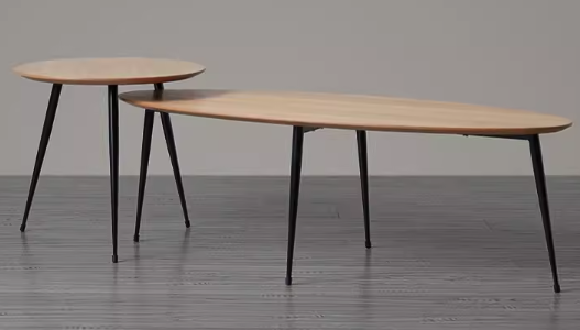 Wrought iron table in solid wood