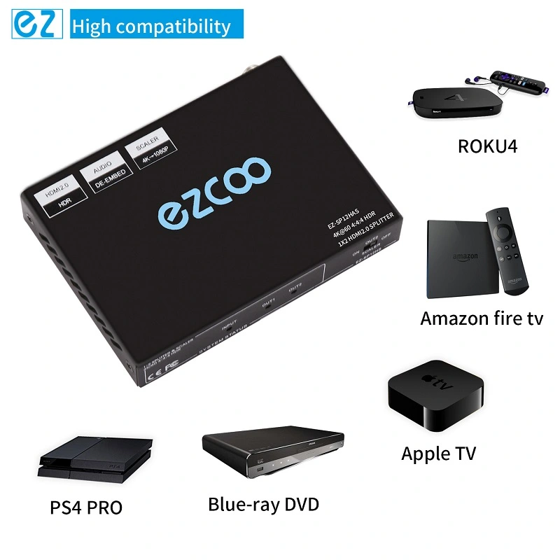 4K60 HDMI Splitter 1 IN 2 OUT,Dolby Vision , Scaling out, Optical Audio Breakout, CEC on out1