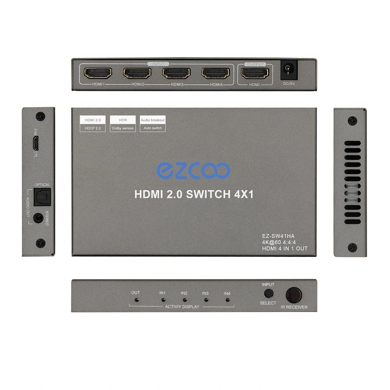 4k60 HDMI Switch 4 IN 1 OUT, Dolby Vision ,Scaling out, Optical Audio Breakout,CEC