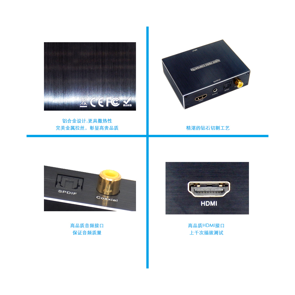 AVFABUL HDMI audio extractor HDMI IN& HDMI OUT with SPDIF/Coaxial, stereo audio output，audio visual receiver