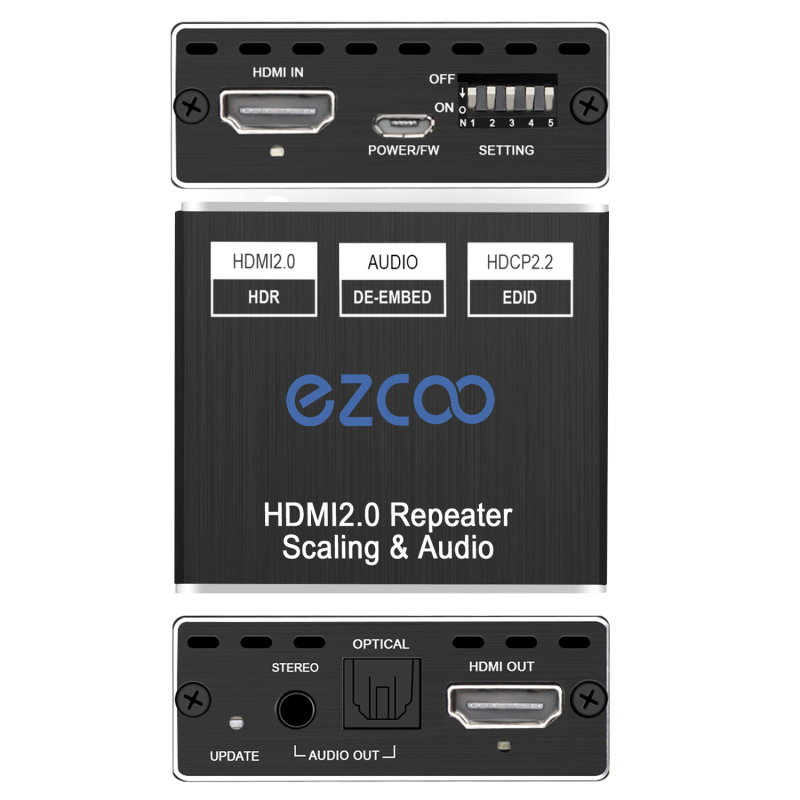 EZCOO 4K60 HDMI Audio Extractor with scaler and EDID setting