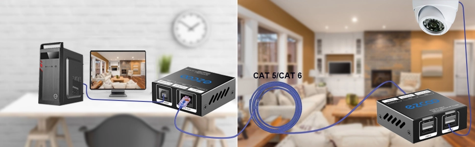 USB 2.0 Extender 4-poorts USB-extender via Cat5e Cat6 RJ45 LAN-uitbreiding 5 V Laag stroomverbruik USB Ethernet Werk Sync Windows MacOS Android Linux Geen stuurprogramma EX50USB USB 2.0 Extender 4-poorts USB-extender via Cat5e Cat6 RJ45 LAN-uitbreiding 5 V Laag stroomverbruik USB Ethernet Werk Sync Windows MacOS Android Linux Geen stuurprogramma EX50USB