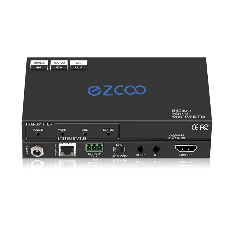 4K HDMI Extender Over Ethernet, 4k60 4:4:4,Uncompressed 18G/BPS Over Single Cat5/6 up to 40m(165ft), RS232+POE+IR+HDCP2.2, HDR and Atmos, CEC, EDID